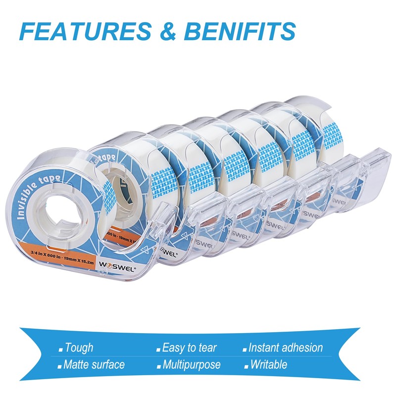 Tape Refills with Dispenser Bulk, 24 Roll Invisible Tapes, 3/4