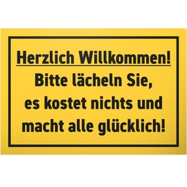 DankeDir! Welcome Smile – 30 x 20 cm Sign – Gift Colleagues Friends Gift Idea Decoration Party – Saying Sign Door Sign Funny Saying Birthday Gift Wall Decoration