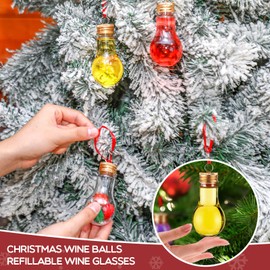 Baquler 30 Pcs Christmas Drink Balls Shot Glass Ornament Plastic Fillable Christmas Tree Ornaments Clear Xmas Water Bottle Bulbs for Holiday Party Decor Indoor Outdoor(Bulb)