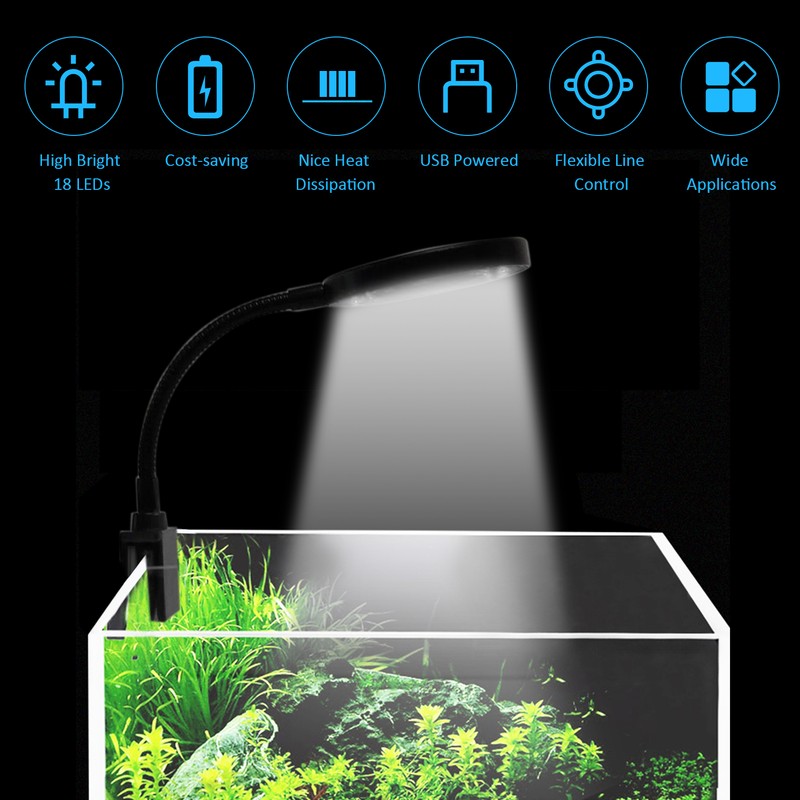 D C 5V 7W 18 LED Aquarium Light Fish Jar