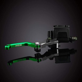 MZS Motorcycle Levers Set, 7/8 Brake Master Cylinder Clutch Cable Lever Pivot Adjustable CNC Green Compatible with Motorbike Ebike Street Sport Dirt Pit Mini Bike Scooter