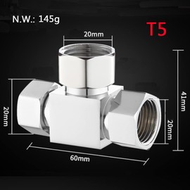 Add-A-Tee G1/2 Inch Hose Connector Adapter for Angle Valve Adapter Shower Arms Toilet Bidet Sprayer Hose Fittings (3 Way-T5)