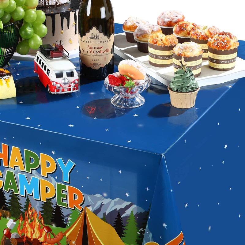 3 Pieces Camping Tablecloth Camping Party Table Cover Adventure Tablecloth
