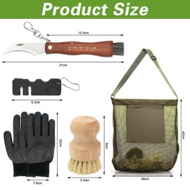 RANJIMA Pilzmesser mit Bürste, Schwammerlmesser mit Pinsel zum aufklappen, Pilzmesser Set mit Klappbar Taschenmesser, Messerschärfer,Handschuhe,Pilzbürste und Pilzbeutel, für Outdoor,Camping,Survival