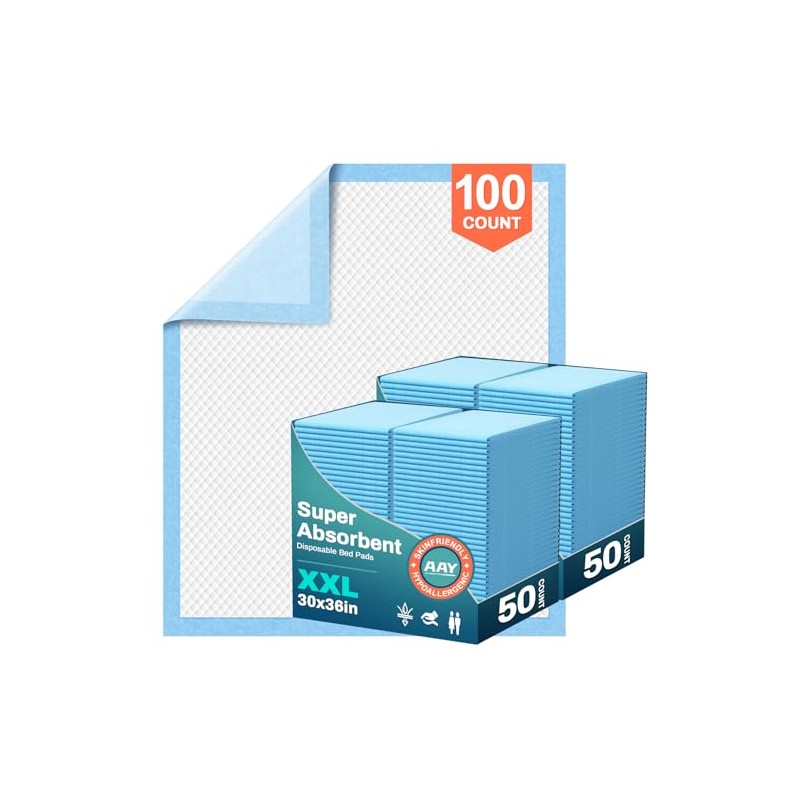 AAY Bed Pads Disposable 30" x 36" (100 Count), Extra