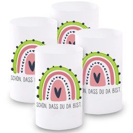 Lantern Decoration, Pack of 12 Mini Table Lights, Candles Decoration as Table Decoration for Boys and Girls, Communion, Confirmation, Christening, Wedding, Birthday, Tea Lights, Rainbow, Approx. 6.0 x