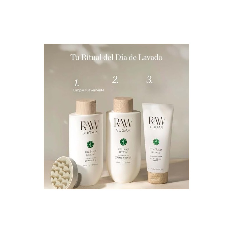 RAW SUGAR, The Scalp Restore Shampoo, Jojoba y Aloe, Limpia