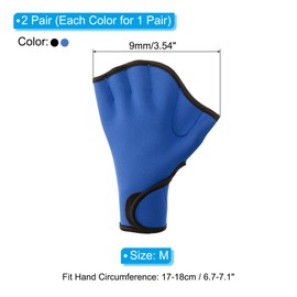 PATIKIL Swim Gloves, 2 Pair Webbed Swimming Gloves Aquatic Fitness Water Resistance Swim Hand Paddles for Women and Men Water Aerobics, M, Dark Blue/Black