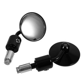 7/8" Hand Bar Rear View Mirrors, Keenso Adjustable 3" Round End Side Mirrors Motorcycle Sidemirror (Black)