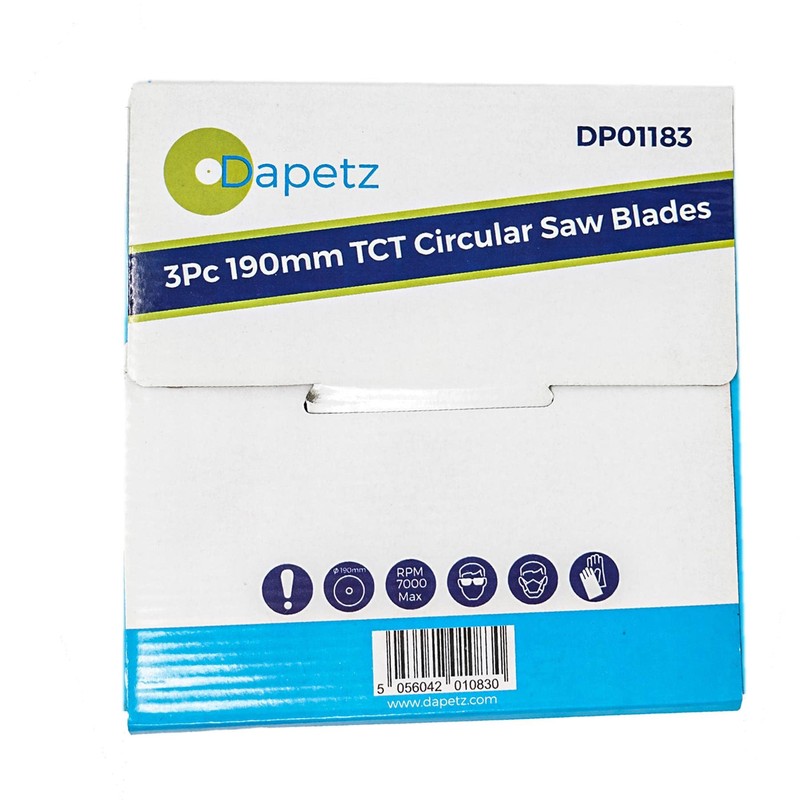 Dapetz® 3Pc 190mm TCT Circular Wood Saw Blades 20, 24