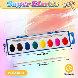 PLMMOUT 18 Pack Watercolor Paint Set,8 Colors Water Color Paints with Paint Brushes,Washable Bulk Watercolors Paint for Classroom Art Activities Birthday Party Favors