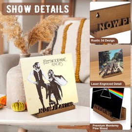 Now Playing Vinyl Record Stand, 12” Vinyl Record Wall Mount Pinewood Vinyl Record Holder, Wall Mount with 2 Mounting Options Shelf Walnut Stain Finis Display