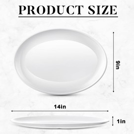Dandat 12 Pcs Melamine Large Serving Platter Oval Serving Platters White Serving Plates Oval Serving Tray Melamine Serving Dish for Food Meat Steak Fish Appetizers Entertaining Party (14 Inch)