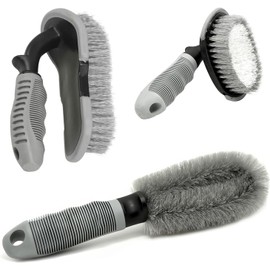 3PCS Cepillos de Llantas, Brochas para Detalla de Ruedas para Limpiar Neumáticos, con Brocha de Rueda, Cepillo de Cubo y Esponja Pulida de Neumáticos para Coches