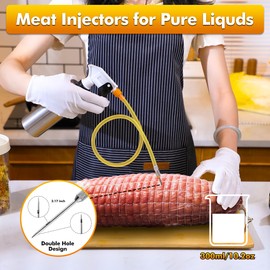 Dunkive 2 In 1 BBQ Spritz Bottle and BBQ Injector, 10.15oz Dual Functionality Food Grade Spray Bottles for BBQ, Food Spray Bottle for Smoker, Food Grade BBQ Spritzer Bottle for Smoker