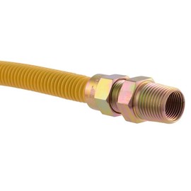 Eastman 36 Inch x 1/2 Inch OD Flexible Gas Line Connector with (2) 1/2 Inch MIP Fitting Ends for Natural Gas and Liquid Propane, Stainless Steel, Yellow, 20YE505036B