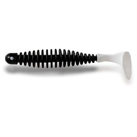 Rhino Premium Salty Paddler Rubber Fish with Slats Sea Fishing Bait Fishing Accessories Made of Eco Friendly Material, Black/White, 15 cm