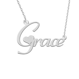 GR35Z9 Grace Name Necklace Silver for Women Dainty Stainless Steel Initial Pendant Jewelry for Mom