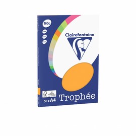 Clairefontaine 4158C Trophée PPP Printer Paper for All Laser Printers, Copiers and Inkjet Printers, DIN A4 (21 x 29.7 cm), 160 g, 1 Ream of 100 Sheets, Mandarin