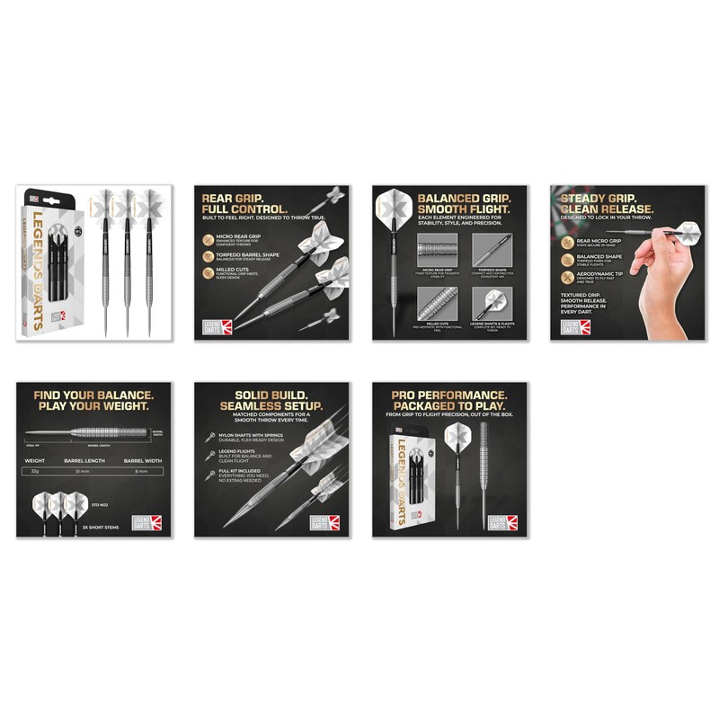 Legend Darts | Steel Tip Darts Set | 90% Tungsten