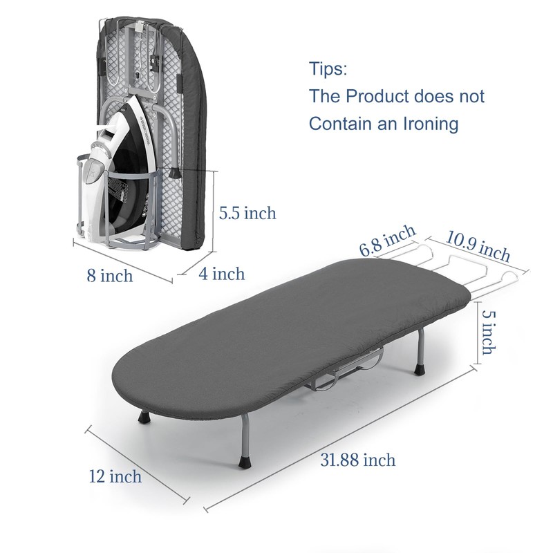 Tabletop Ironing Board with Iron Holder, RAINHOL Small Folding Ironing