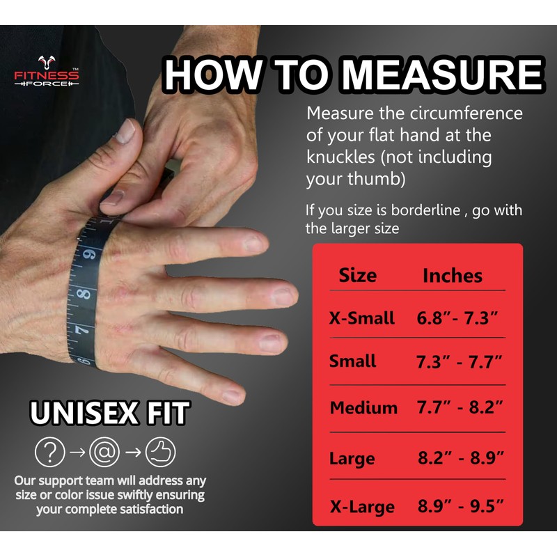 FITNESS FORCE Workout Gloves for Men & Women Partial Weight