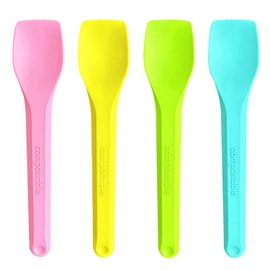 GreenWorks 100 Count Small Compostable Ice Cream Spoons,3.75 Inch Tiny Multi-colored Mini Spoons for Honey Sugar Jam