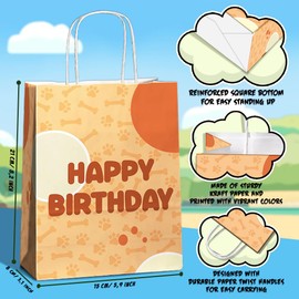 JOYGATHER 24 Pcs Dog Party Favors Bags with Handles, Dog Goodie Bags, Gift Bags, Candy Bags with 2 Different Types, Dog Kraft Paper Bags for Birthday Party Supplies Baby Shower Decorations