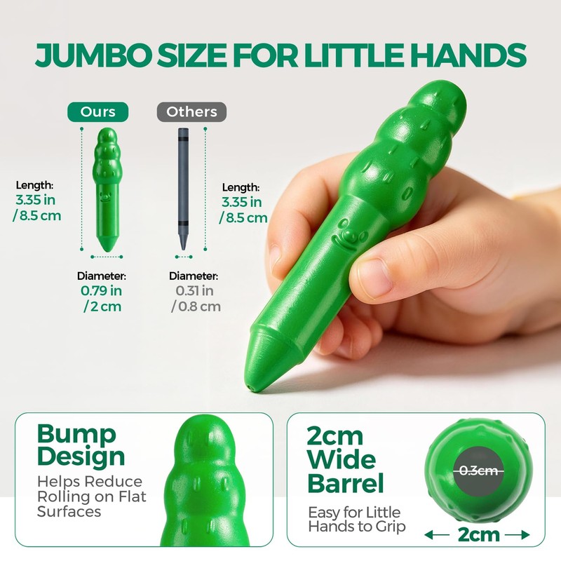 Jar Melo Jumbo Crayons for Toddlers 1-3, 16 Colors Non