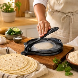 Adjustable Tortilla Press for Homemade Flatbreads – Aluminum Manual Dough Press with 5 Thickness Options for Kitchen Use