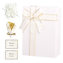 VINEST Foldable Gift Box, Small Empty Gift Boxes for Presents, Versatile Gift Boxes with Lids Additional Ribbon Bow Suitable for Birthday Parties, Valentine's Day, Mother's Day Easter (White)