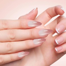 Short Fake Nails,Reinforced Color Nail Tips Gradient Press Nails | Elegant Colorful Gradient Nails Fake Finger Nails for Home Manicure Store