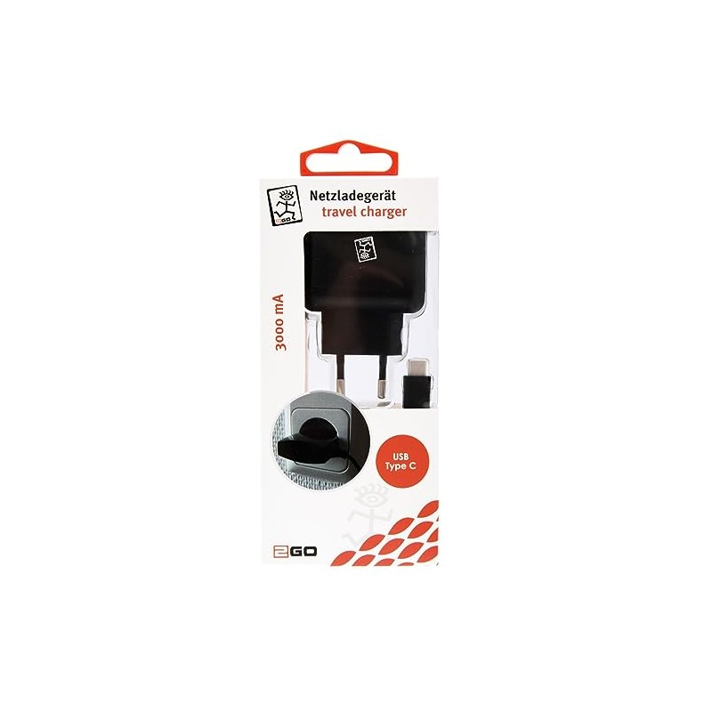 2GO Mains Charger USB 100-240V Type-C 3.1 / Black Output