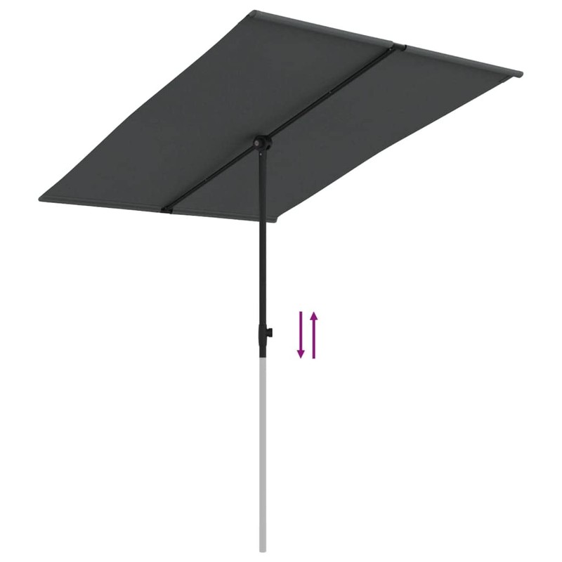 vidaXL Rectangular Outdoor Parasol with Aluminum Pole - Anthracite Fabric