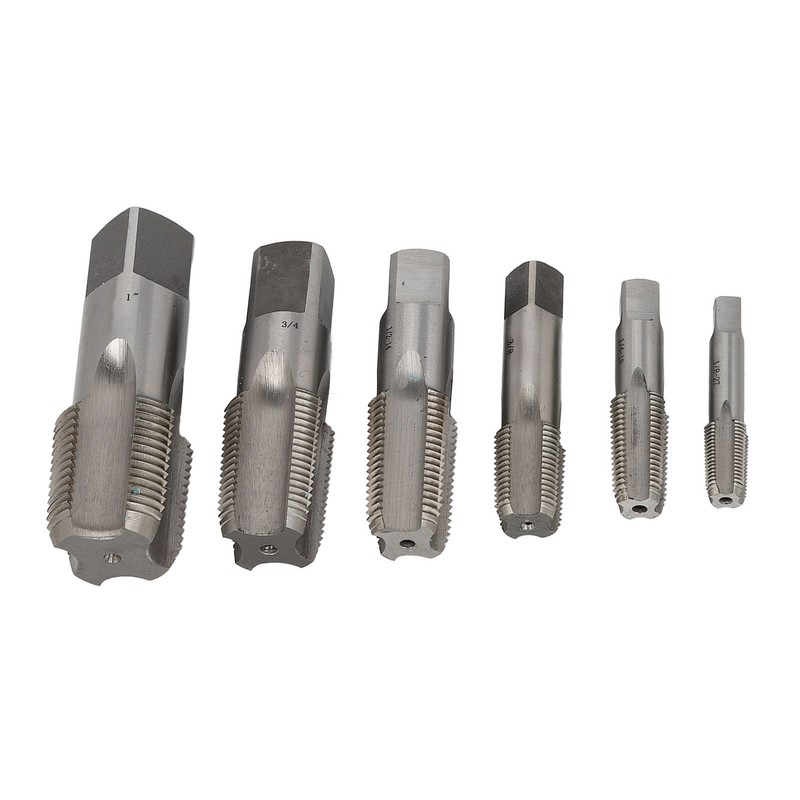6Pcs NPT Pipe Tap Set Thread HSS for Plumber Industrial