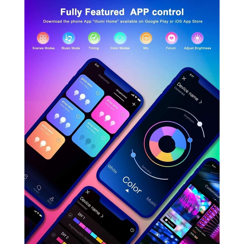 Nexillumi Led Lights for Bedroom 100ft Music Sync Color Changing