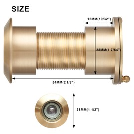 Earl Diamond - Security Peep Holes for Front Door, Solid Brass 220 Degree Door Viewer Peephole with Cover, Satin Gold