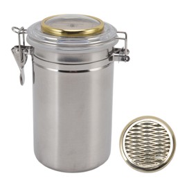 Cigar Jar Stainless Steel Silicone Ring with Hygrometer Waterproof Sealed Storage Jar for Home 96mmx173mm/3.8x6.8in