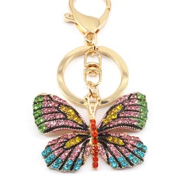 Medifier Keychain Rhinestone Butterfly Charms Cute Animal Key Ring for Women Teen Girls Bling Crystal Pendant Keyring Key Chain for Purse Bag Car Creative Gift Yellow