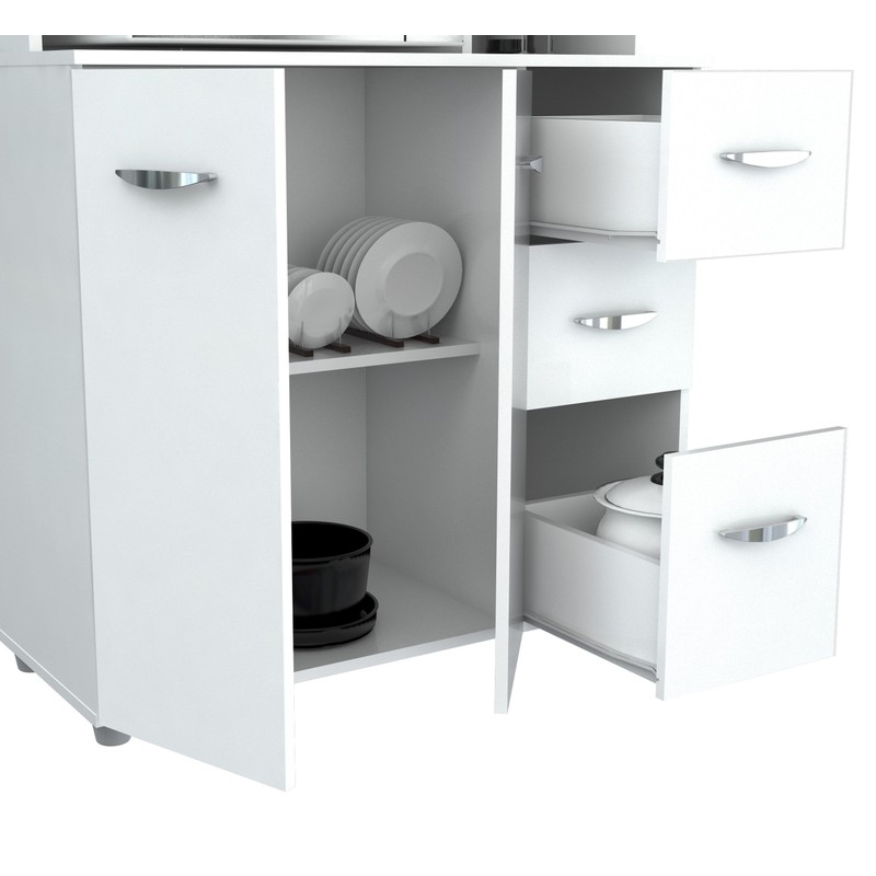 Inval America 4 Door Microwave Storage Cabinet, Laricina White