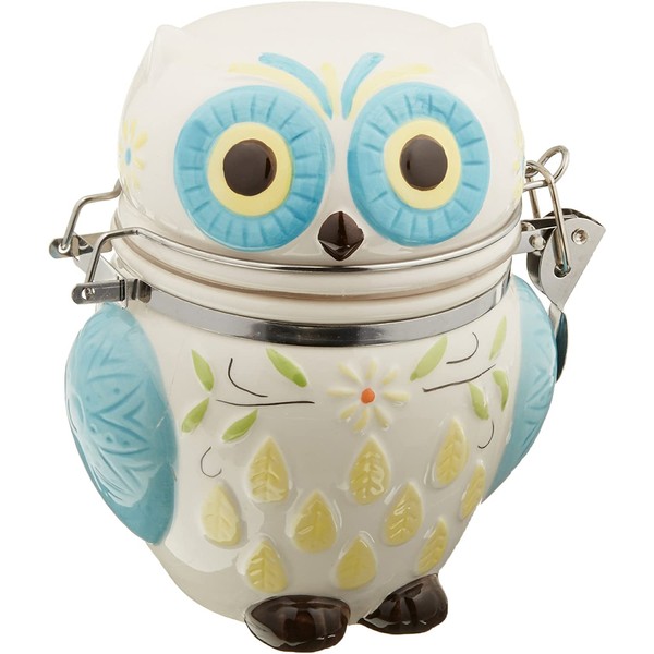 Boston Warehouse Hand Painted Hinged Jar, Storage Container, Floral Owl