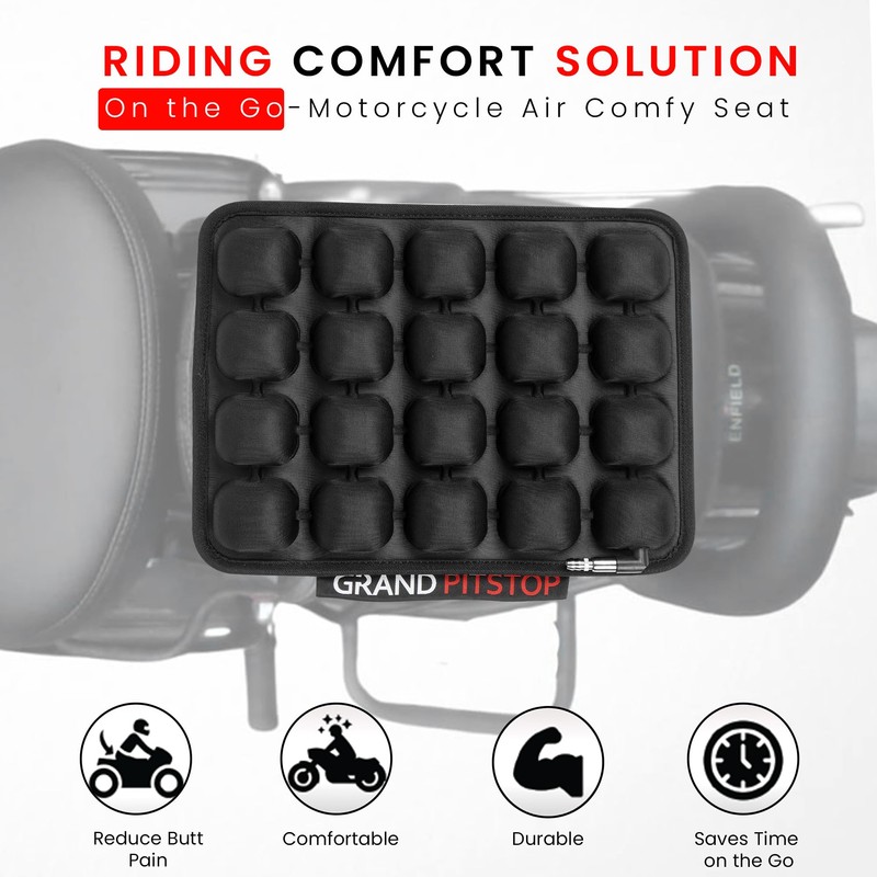 GRAND PITSTOP Motorcycle Air Seat Cushion with Inflatable Bubble Air