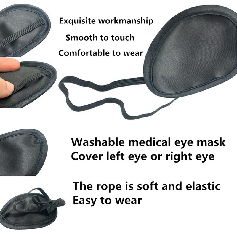 Xianglangsuccess Monocular Black Eye Patch, Washable, Amblyopia, Medical Eye Patch,