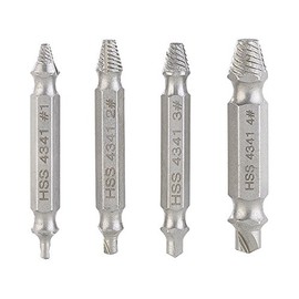 AGT Professional Left Extractor: 4-Piece HSS Steel Screw Extractor Set for Damaged Screws (Extractor Set, Screw Remover, Double Head Screw Extractor)