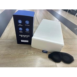 Cube Pillow Sleep Mask Bundle, Silky Smooth Pillow Cover, Memory Foam Pillow, Supportive Neck Pillow, Side Sleeper Pillows for Adults, Medium Support Bed Pillow, Pillow Cube, (24" x 12" x 5")