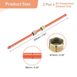 sourcing map 2Pcs Air Compressor Exhaust Tube, 3/8" Thread Dia 8" Length Hex Nut Aluminum Tube Air Tube Compressor Hardware Accessories Replacement Parts(Punch&Flared Mouth)