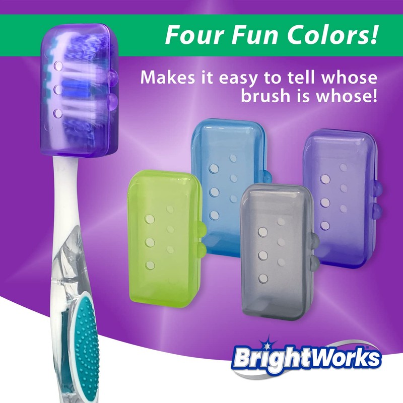 BrightWorks Toothbrush Cover Protectors for Travel, Purse, Backpack, and Home.