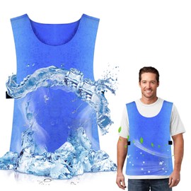 Cooling Ice Vest for Men & Women – PVA Water-Activated Evaporative Cooling Vest, Adjustable for Hot Weather, MS Work, and Stay Cool in Hot Weather Blue