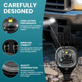 Shocklight LED Fog Lights Compatible with 1999-2004 Ford F250 F350 F450 F550 Super Duty, 2001 2002 2003 2004 Excursion, A Pair Front Bumper Driving Fog Lamps with Clear Lens