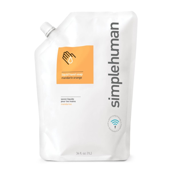 simplehuman simplehuman Mandarin Orange Moisturizing Liquid Hand Soap Refill Pouch,